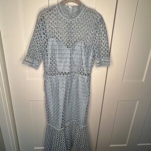 Bardot Fiona Mesh Light Blue Midi Dress Women's Size Large / 10 US